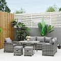 Miniatyrbillede 2 af 7: Rootz Luxury Poly Rattan Havemøbelsæt - Havemøbler - Havesæt - Loungesæt - Loungemøbler med sidebord - Sædehynde - Grå - 136W x 65D x 71H cm