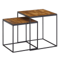 Miniatyrbillede 7 af 7: Rootz stuebord sæt af 2 mango massivt træ - metal sidebord firkantet - Design sidebord Industrielt - Sofabord Firkantet sofabord - Dækkeserviet 2-delt