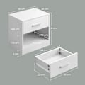 Miniatyrbillede 5 af 5: Rootz Bedside Table - Side Bord - Natbord - Med skuffe til ekstra opbevaring - Hvid - 28 cm x 39 cm x 41 cm