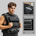 Miniatyrbillede 7 af 11: Rootz 15 kg Justerbar vægtet vest - Træningsvest - Vægtvest med stropper - Selv vægtfordeling - 50L x 40W cm