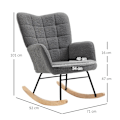 Miniatyrbild 3 av 6: Rootz gungstol - Retro massivt trä - Avkopplande stol - Bokträ - Mjuk stoppning - Elegant design - Stål - Mörkgrå - 71L x 92W x 101H cm
