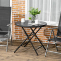 Miniatyrbillede 6 af 6: Rootz Havebord - Rundt - Sammenklappeligt - Til 4 personer - Trælook - Stål + Plast - Mørkegrå - 80 x 80 x 73 cm
