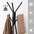 Miniatyrbillede 4 af 8: Rootz Tree Coat Stand - Knagerække - Tøjorganisering - Spånplader og stål - 49,5 cm x 49,5 cm x 179 cm - Greige Black - 3,3 kg - Nem montering