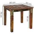 Miniatyrbillede 3 af 5: Rootz spisebord 80 x 80 x 76 cm Mango Shabby Chic massivt træ - Design landsted spisebord bådbruser - Spisebord rektangulært - Køkkenbord 4 personer