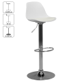 Miniatyrbillede 3 af 8: Rootz læderlook barstol - Elegant krom stel - Drejeligt sæde - Justerbar højde - Hvidt sæde - 110 kg Kapacitet - 84-104 cm x 40 cm x 40 cm