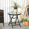 Miniatyrbillede 2 af 10: Rootz Havebord - Sidebord - Bistrobord med glas - Sammenklappeligt - Metal - Sort - Ø45 x 50H cm