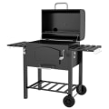 Miniatyrbild 1 av 9: Rootz kolgrill - BBQ Smoker - Justerbart kolfack - Sidohyllor - Värmeställ - Emaljerat gjutjärn - Svart - 124L x 66W x 112H cm