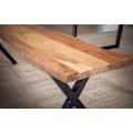 Miniatyrbillede 4 af 6: Rootz moderne design spisestuebænk - træbænk - naturligt trækorn - faste x-formede metalben - 180 cm x 40 cm x 45,5 cm
