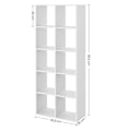 Miniatyrbillede 6 af 8: Rootz Reol - Reol med 10 rum - Bogreol - Åben reol - Display reol - Hjemmekontor reol - Spånplade - Hvid - 30 x 65,5 x 161,5 cm (D x B x H)