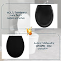 Miniatyrbild 8 av 9: Rootz O-formad toalettsits - Heavy-Duty Toalettlock - Duroplast - Matt Svart/Vit - Soft Close - Snabbkoppling - 44,7cm x 5,5cm x 37,1cm