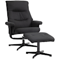 Miniatyrbild 1 av 11: Rootz Reclining Chair with Pall Set - Swivel Seat - Rocker Function - Velvet Look, 135 ° Justera - 74W x 81d x 102h cm, svart