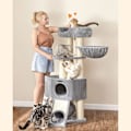 Miniatyrbillede 2 af 7: Rootz Cat Tree - Kradsestolpe med tunnel - Ridsestolpe med kattekasseskab - Katteklatretræ - Katteaktivitetstræ - Kattelegetræ - Moderne kattetræ - Ka