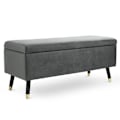 Miniatyrbillede 1 af 7: Rootz Hocker - Taburet - Skobænk - Opbevaringsboks - Gummitræ - Antracit - Grå - Stof - 110 x 43 x 45 cm