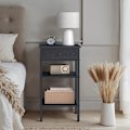 Miniatyrbillede 2 af 6: Rootz Bedside Bord - Side Bord - Skuffe & Rum - Rumbesparende design - 35,1 cm x 35,1 cm x 70,1 cm