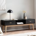 Miniatyrbillede 2 af 7: Rootz Lowboard tv-skab - 150 cm tv-stativ - sort og eg tv-konsol - moderne design - rummelig opbevaring - holdbar konstruktion - 150 cm x 50 cm x 40 c