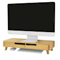 Miniatyrbillede 1 af 6: Rootz Bamboo Monitor Riser Stand med 2 skuffer - Skrivebordsorganisering - Tastaturopbevaring - Skridsikre fødder - Ergonomisk design - 56cm x 12cm x