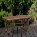 Miniatyrbillede 2 af 9: Nancy's Elfers Tuintafel - Balkontafel - Houten Tafel - Weerbestendig - Wielvorm - Massief Hout - Naturel - 115 x 60 x 65 cm