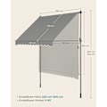 Miniatyrbild 5 av 6: Rootz Grey Clamp-markis med vev - Utomhustak - Solskydd - Pulverlackerat stål - Aluminiumlegering - Polyester med PA-beläggning - 250 cm x 120 cm x 22