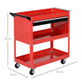 Miniatyrbillede 3 af 7: Rootz Værktøjskasse - Værktøjsvogn - Værktøjskasse - 3 niveauer - 4 hjul - Rød - 82 cm x 35 cm x 76 cm