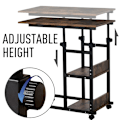Miniatyrbillede 5 af 7: Rootz Sidebord - Sofabord med hjul - Højdejusterbart - Natbord med 2 nederste hylder - Sofabord - Spisestue - Stue - Metal - Brun - 80 x 40 x 72-82 cm