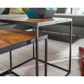 Miniatyrbillede 2 af 7: Rootz stuebord sæt af 2 mango massivt træ - metal sidebord firkantet - Design sidebord Industrielt - Sofabord Firkantet sofabord - Dækkeserviet 2-delt