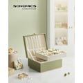 Miniatyrbillede 2 af 7: Rootz Laurel Green smykkeskrin - Organizer-etui - Opbevaringsbeholder - MDF-konstruktion - Fløjlsforing - Kompakt design - 20,5 cm x 24 cm x 11 cm