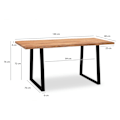 Miniatyrbillede 4 af 6: Rootz Massivt akacietræ Spisebord - Køkkenbord - Rektangulært bord - Naturligt trækorn - Unikt trækantdesign - Justerbare højdeknapper - 140 cm x 80 c