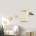 Miniatyrbild 2 av 5: Rootz Klättersteg Set - Klättertrappor - Klättervägg - Katttrappa - 4-delad. Set - Med skrapstolpe - Beige/Gräddvit - 40 x 28 x 73 cm