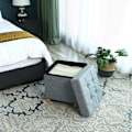 Miniatyrbild 3 av 6: Rootz Hocker - Pall med förvaring - ottomansk - Grå sittstol med förvaringsutrymme - 38 x 40 x 38 cm (B/H/D)