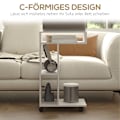 Miniatyrbillede 5 af 10: Rootz sidebord - C -formet serveringsbil - mobilarrangør - 4 hjul - effektiv opbevaring - 40 x 30 x 69 cm, robust spånplade, hvid