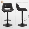 Miniatyrbillede 3 af 9: Rootz Barstol i imiteret læder - Vintage barstol - Vandtæt og ergonomisk - Justerbar højde - 48 cm x (85-105,5 cm) x 49 cm