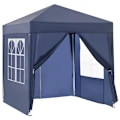 Miniatyrbild 1 av 7: Rootz Folding Gazebo - Snabbmontering - 4 sidoväggar - 2 stora fönster - Stålram - Blå - 2 x 2 x 2,4 m