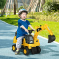 Miniatyrbillede 2 af 5: Rootz børnegravemaskine - Ride-on - Betjenbar skovl - Anti-tip - Skridsikre hjul - Gul + Sort - 85 x 27,5 x 47,5 cm