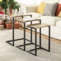 Miniatyrbild 2 av 7: Rootz Set med 3 häckbord - Sidobord - Soffbord - Utrymmesbesparande design - MDF och metall - 46cm x 61cm x 30cm