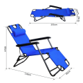 Miniatyrbillede 3 af 7: Rootz liggestol - liggestol - Lounge stol - Sammenklappelig - Pude - Metal - Stof - Blå - 118 x 60 x 80 cm