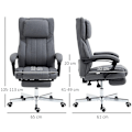 Miniatyrbillede 3 af 4: Rootz Kontorstol med massagefunktion - Vippelig ryglæn - Udtrækkelig fodstøtte - Linnedlook - Grå - 65 x 61 x 113 cm