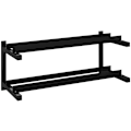 Miniatyrbillede 7 af 7: Rootz håndvægtstativ - Håndvægtstativ - 2 niveauer - Kettlebells - Sikker opbevaring - Yogamåtter - Kapacitet 70 Kg - Stålramme - Sort - 98x40x35 cm