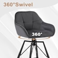 Miniatyrbillede 6 af 9: Rootz Velvet Barstolssæt - Køkkentaburet - 360° roterende skammel - Høj komfort - Ergonomisk design - Metalstel - 51cm x 94,5cm x 53cm