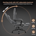 Miniatyrbillede 7 af 9: Rootz Massage Gaming Stol - Kontorstol med lændestøtte - Ergonomisk computerstol - Justerbar nakkestøtte - 64cm x 119,5-127cm x 54cm