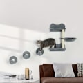 Miniatyrbillede 2 af 10: Rootz PawHut 4-delt kat klatretrinsæt - Kattevæghylder - Katteaktivitetscenter - Robust spånplade - Pladsbesparende design - 40 cm x 28 cm x 73 cm
