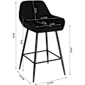 Miniatyrbild 3 av 7: Rootz Barpall - Bänkpall - Hög pall - Bekväma sittplatser - Stabil design - Enkel montering - Sammet och metall - 32,5 cm x 37 cm, Sitthöjd 64 cm