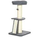 Miniatyrbillede 1 af 6: Rootz-skrabestolpe - Én platform - Hængende legebold - Sisal - Mørkegrå + Cremehvid - 48 x 48 x 92 cm