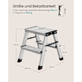 Miniatyrbild 5 av 6: Rootz 2-stegs stege - Stegpall i aluminiumlegering - Fällbar stegpall - Halkfria steg - 45 cm x 35,5 cm x 38 cm
