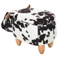 Miniatyrbillede 6 af 11: Rootz Hocker - Puf - Ko - Til børn - Opbevaringsplads - Sort - Hvid - Stof - Gummitræ - 62 x 35 x 36 cm