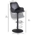 Miniatyrbillede 4 af 8: Rootz Modern Design Barstol - Bordskammel - Drejelig skammel - Diamantquiltning - 45cm x 86-106cm x 45cm - Sort - 360° rotation - Metalbase - Fodstøtt