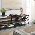 Miniatyrbillede 4 af 7: Rootz Tv Lowboard - Tv Lowboard til fjernsyn - Tv-stander - Tv-skab - Tv-opbevaringsenhed - Tv-møbel - Tv-bænk - Tv-hylde - Brun-sort - 140 x 39,2 x 5