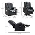 Miniatyrbillede 3 af 3: Rootz massagestol med ståhjælp - Riser stol - Fjernbetjening - Imiteret læder - Sort - 90x98x102 cm