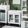 Miniatyrbild 2 av 9: Rootz Badrumsdiskbänk Underskåp - Sminkförvaring - Under diskbänken - Elegant design i vitt och glas - Rymlig förvaring - Perfekt passform för alla in