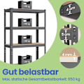 Miniatyrbillede 3 af 5: Rootz Stand Shelf - Boghylde - Lagerhylde - Robust stålramme - 30 cm x 75 cm x 150 cm