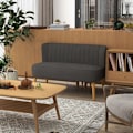 Miniatyrbillede 2 af 7: Rootz sofa - retrodesign - 2 pers. sofa - træben - fløjlsagtig polyester - mørkegrå - 117 cm x 56,5 cm x 77 cm